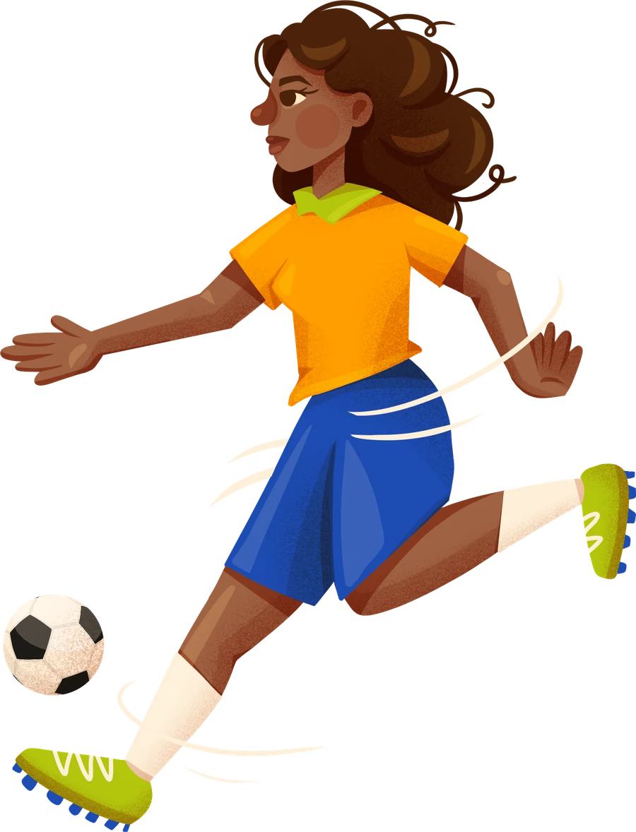 Ilustração da identidade Nossa Casa: uma jogadora de futebol.